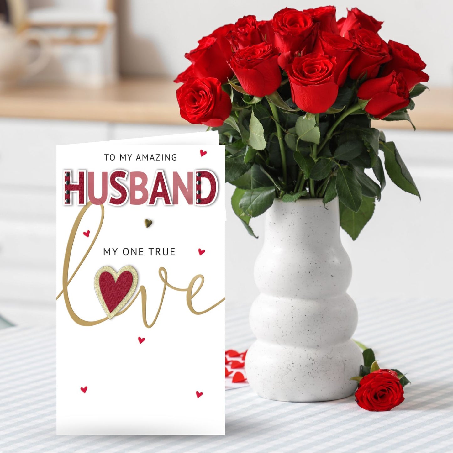 Hand-Finished Amazing Husband Valentine's Card My One True Love Champagne Card