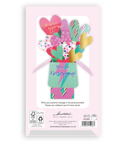 Clever Cubes Pop Up Hearts You're Electrifying Valentine's Day Pop Up Card