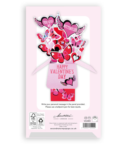 Clever Cubes Pop Up You Give Me Butterflies Angel Wings Valentine's Pop Up Card