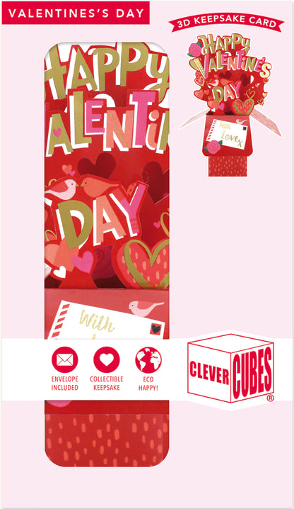 Clever Cubes Pop Up Happy Valentine's Day Love Birds Valentine's Day Pop Up Card