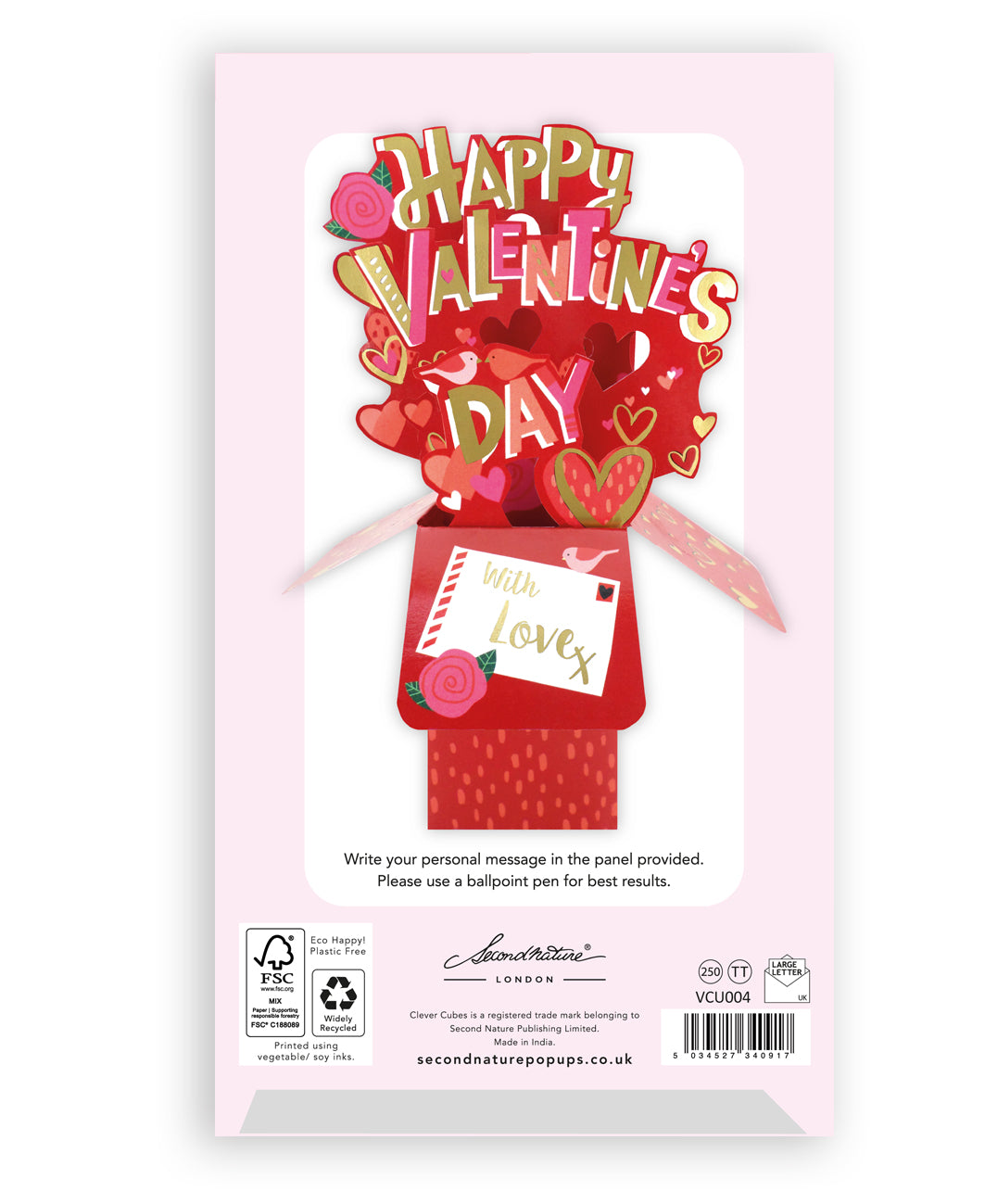 Clever Cubes Pop Up Happy Valentine's Day Love Birds Valentine's Day Pop Up Card