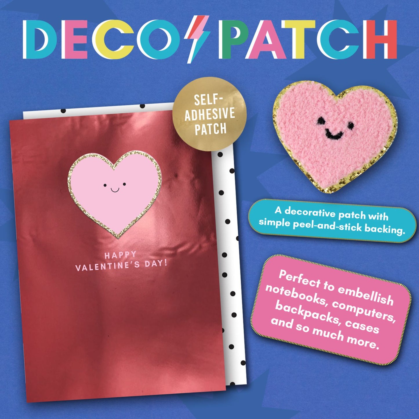 Decopatch Happy Valentine's Day Card Includes Removable Love Heart Patch
