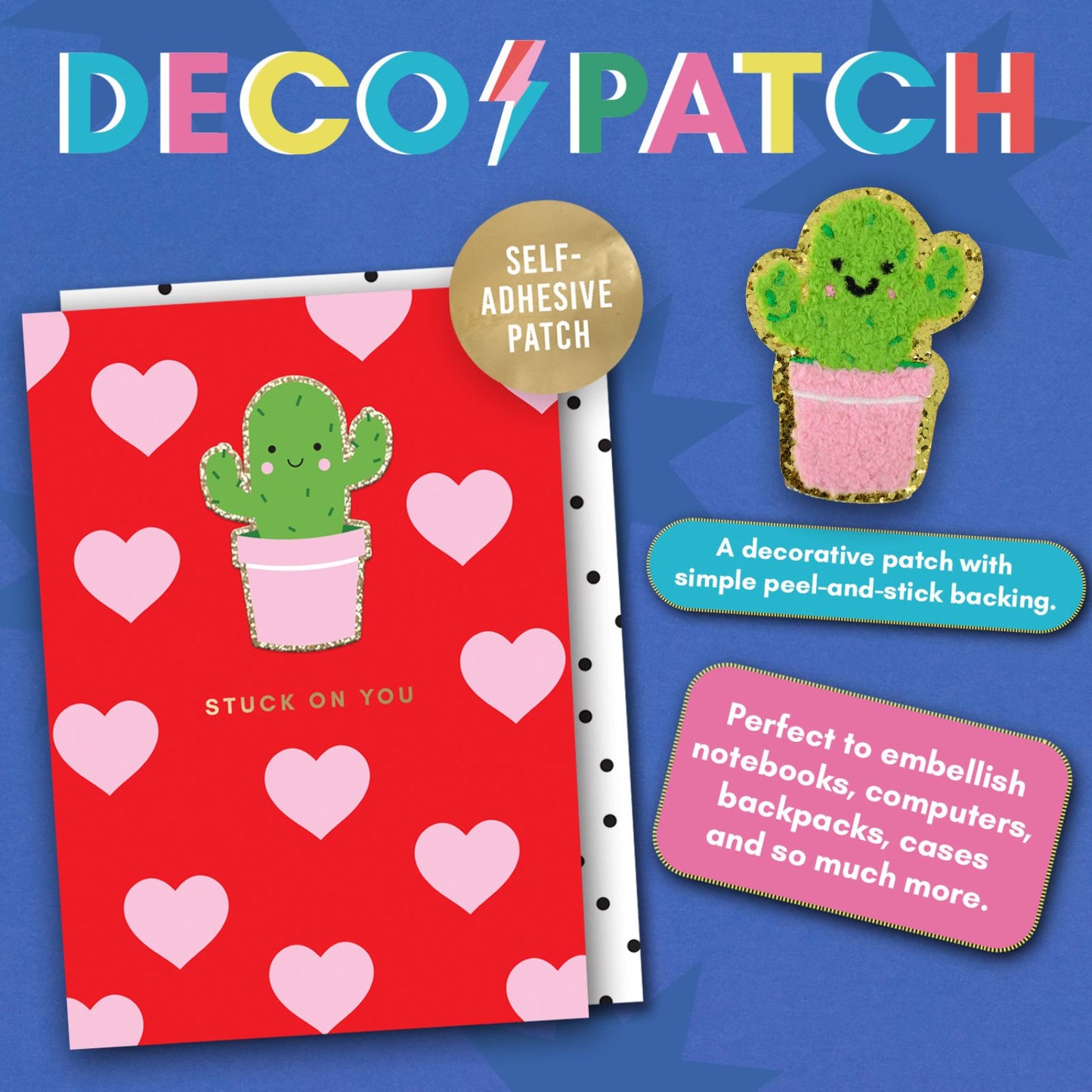 Decopatch Stuck On You Valentine's Card Includes Removable Cactus Patch
