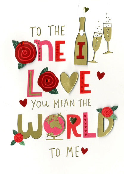 One I Love Bubbles And Blooms! Valentines Day Hand-Finished Greeting Card