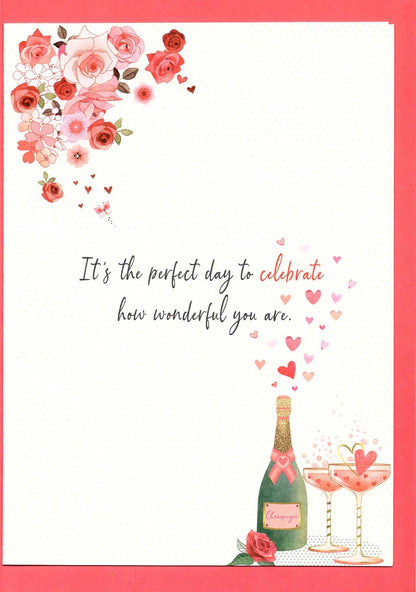 Here's To Us Golden Bubbles Galore! Valentines Day Hand-Finished Greeting Card