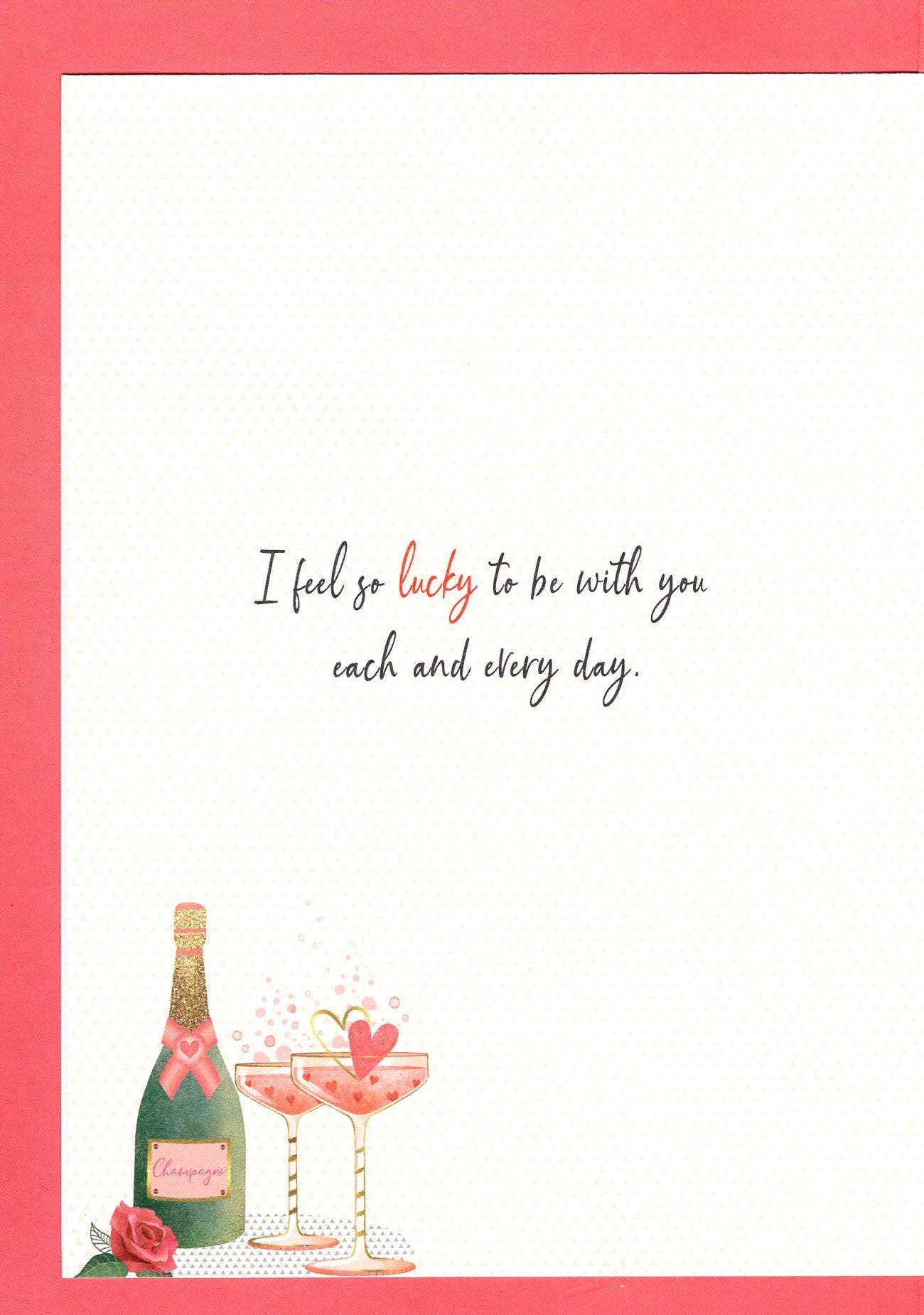 Here's To Us Golden Bubbles Galore! Valentines Day Hand-Finished Greeting Card
