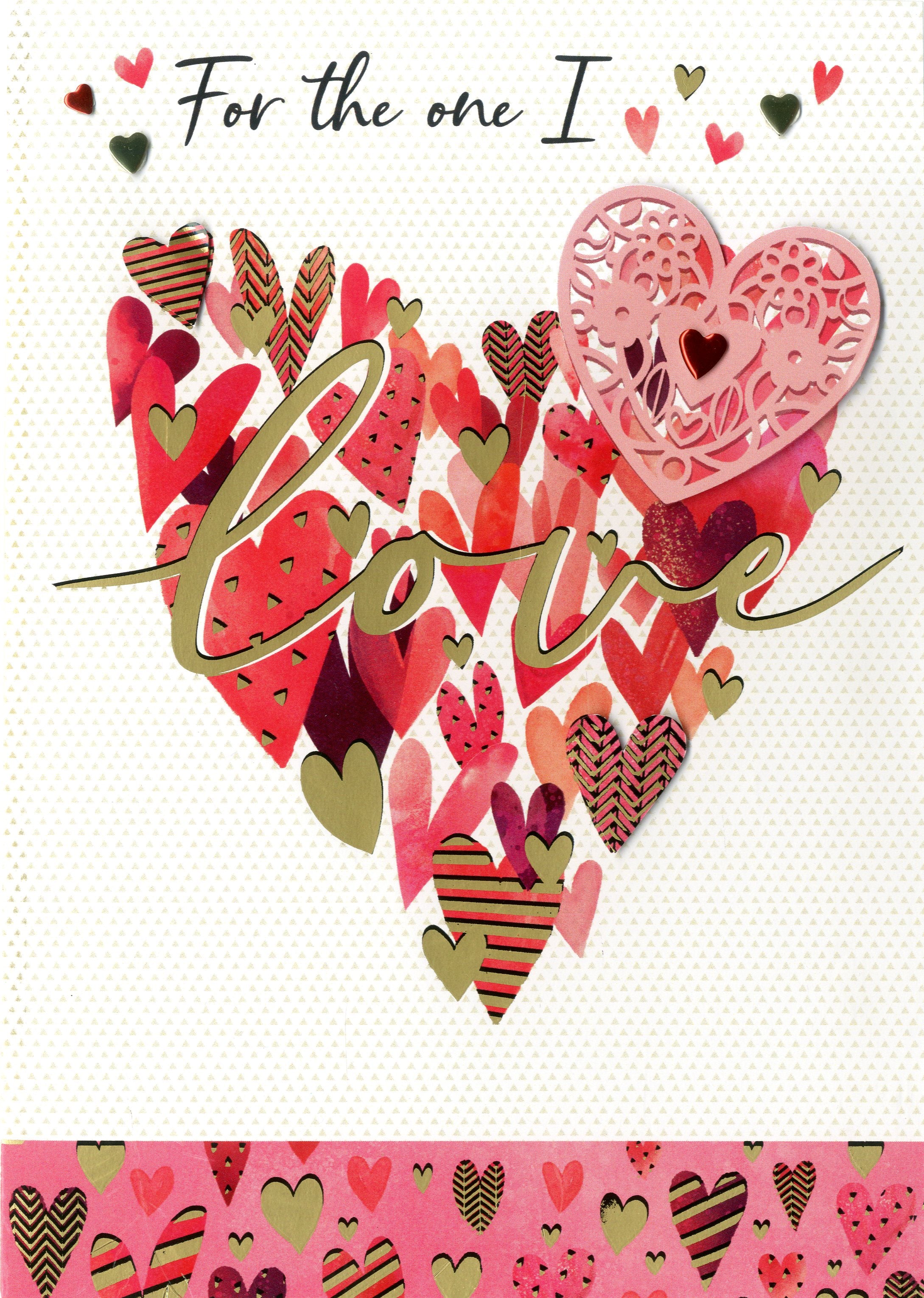 one i love tickled pink valentines day hand-finished greeting card