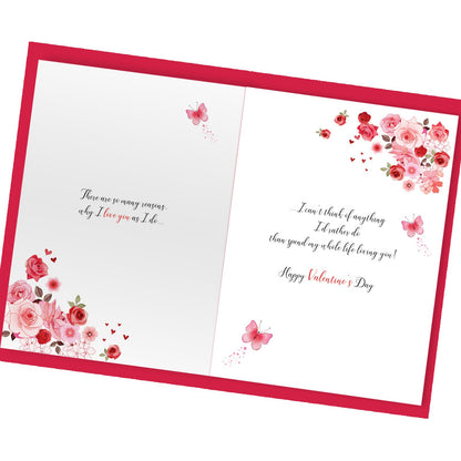 Magnifique Beautiful Wife Embellished Valentine's Card Single Rose & Butterfly