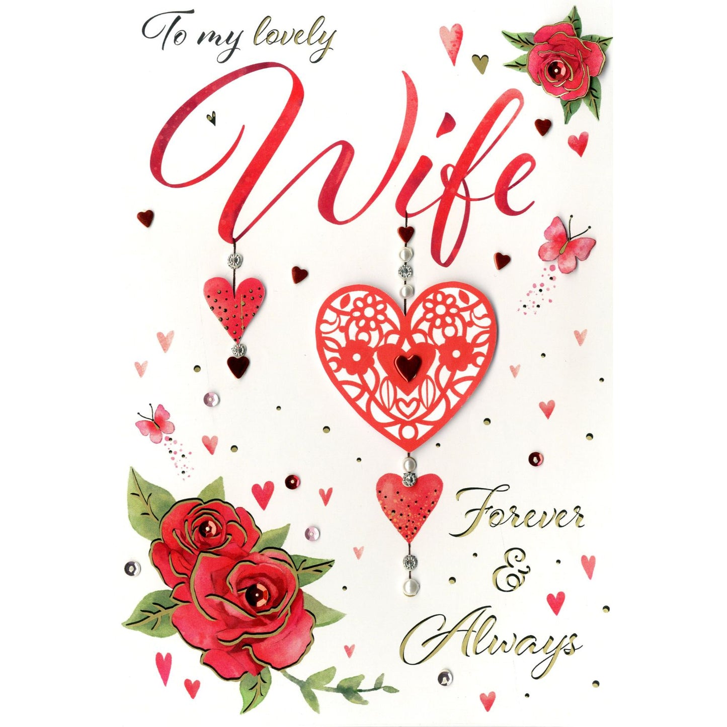 Magnifique To My Lovely Wife Embellished Valentine's Card Dream Catcher & Roses