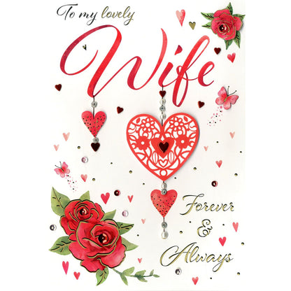 Magnifique To My Lovely Wife Embellished Valentine's Card Dream Catcher & Roses