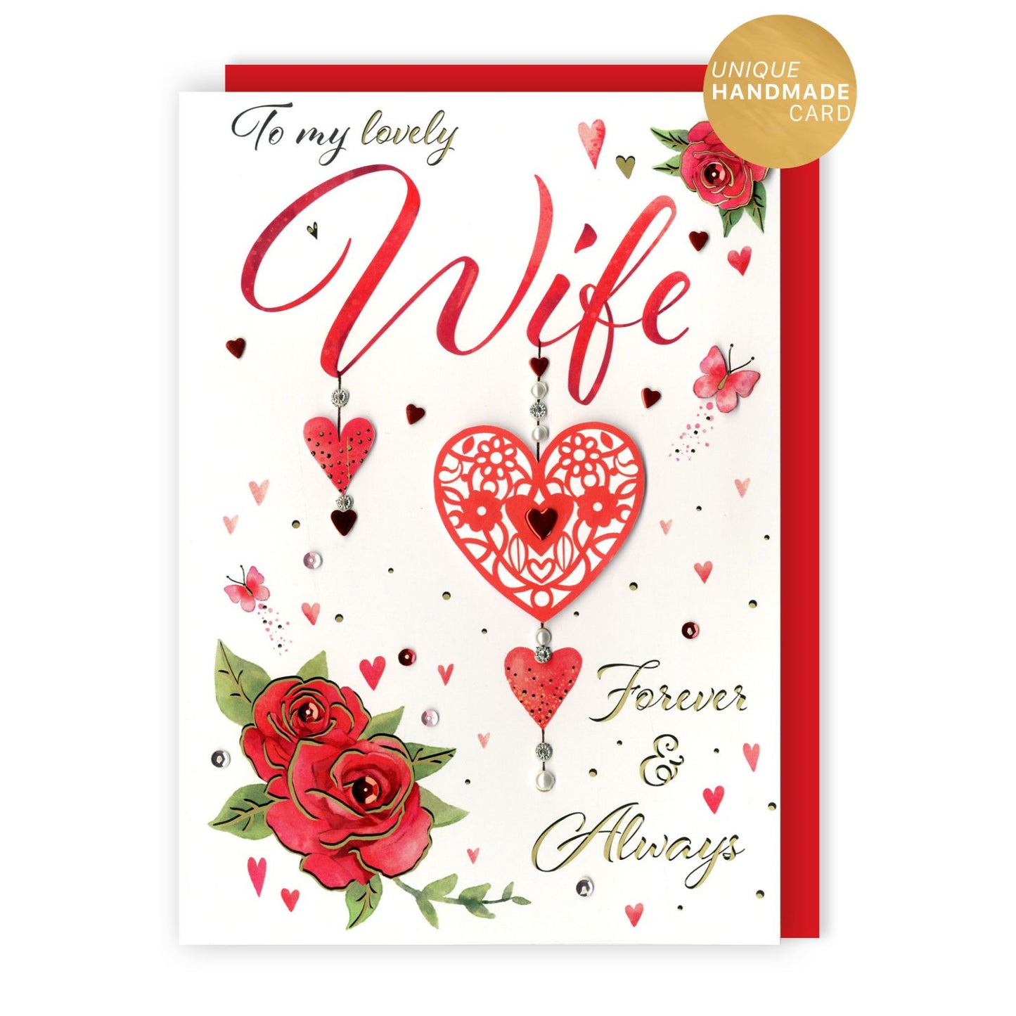 Magnifique To My Lovely Wife Embellished Valentine's Card Dream Catcher & Roses
