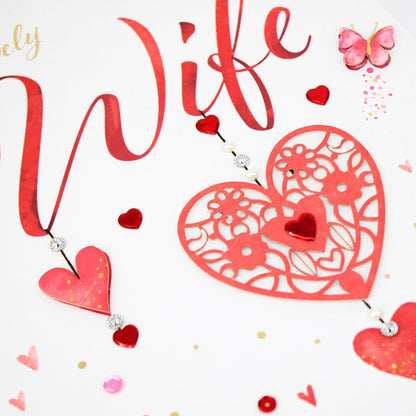 Magnifique To My Lovely Wife Embellished Valentine's Card Dream Catcher & Roses