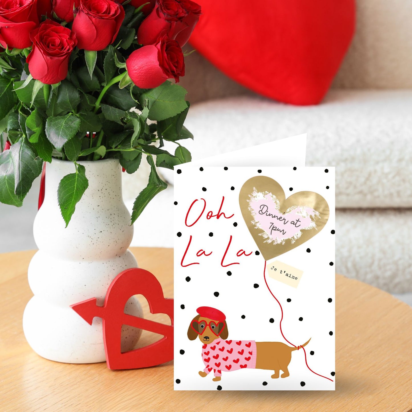 Valentine's Day Greeting Card Sausage Dog Scratch-To-Reveal Secret Message Card