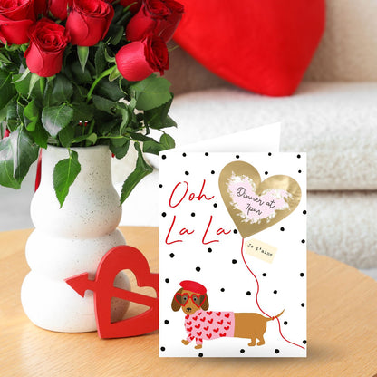 Valentine's Day Greeting Card Sausage Dog Scratch-To-Reveal Secret Message Card