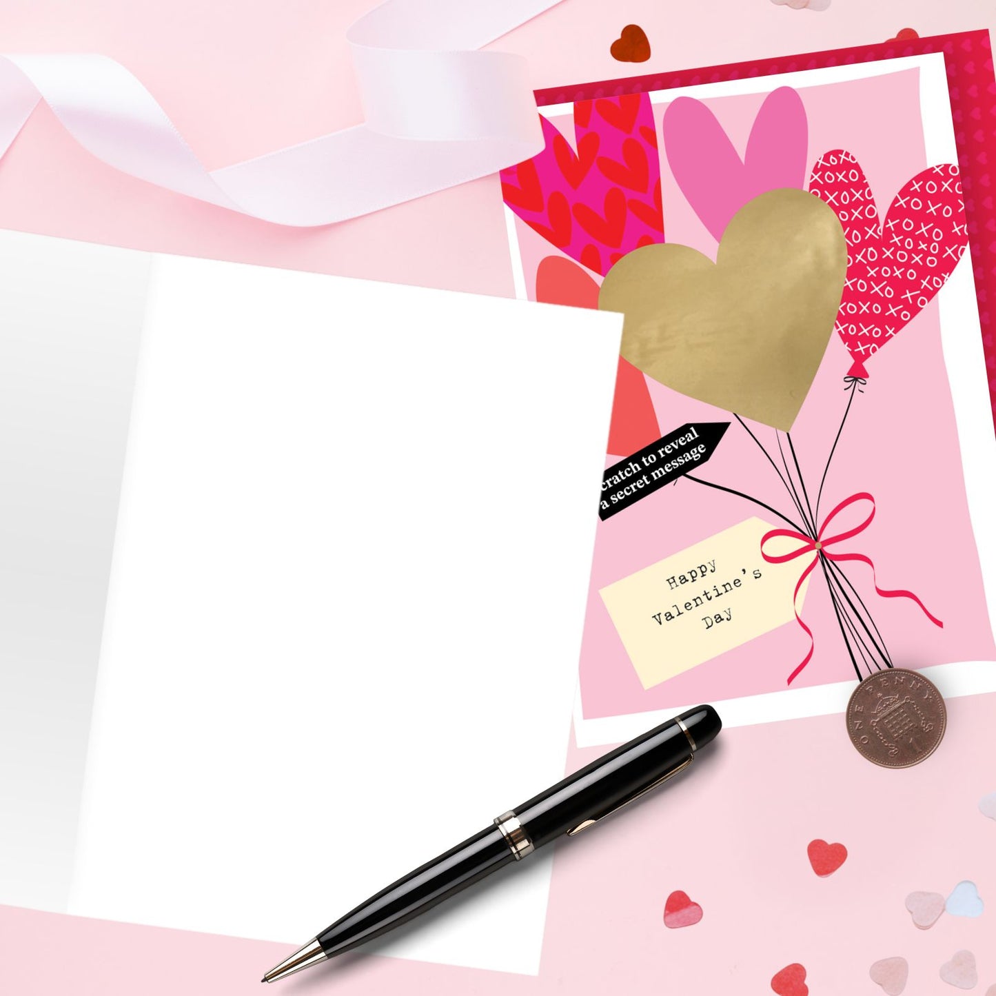 Valentine's Day Greeting Card Balloons Scratch-To-Reveal Secret Message Card