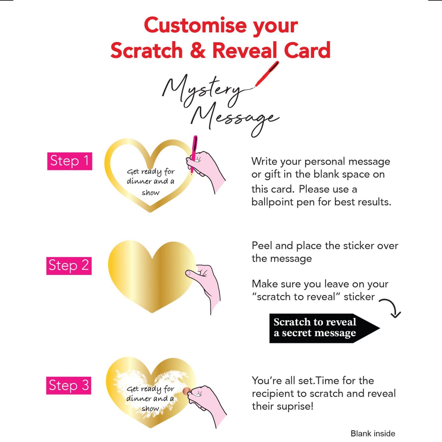 Valentine's Day Greeting Card Balloons Scratch-To-Reveal Secret Message Card