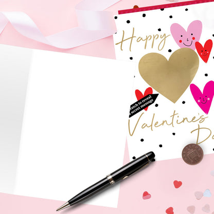 Valentine's Day Greeting Card Love Hearts Scratch-To-Reveal Secret Message Card