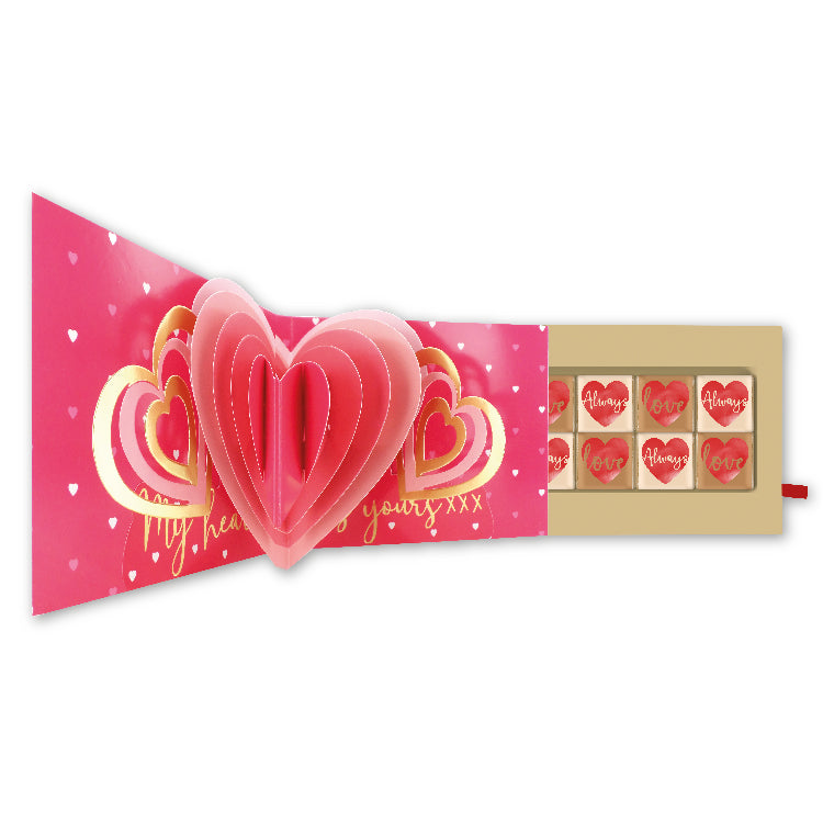 Pop Up Card & Chocolate Gift Box Love Heart Surprise Valentine's Day Card & Gift