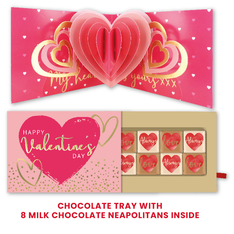 Pop Up Card & Chocolate Gift Box Love Heart Surprise Valentine's Day Card & Gift