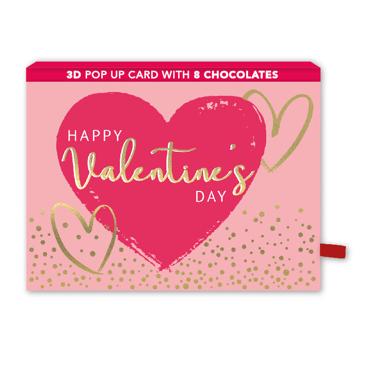 Pop Up Card & Chocolate Gift Box Love Heart Surprise Valentine's Day Card & Gift