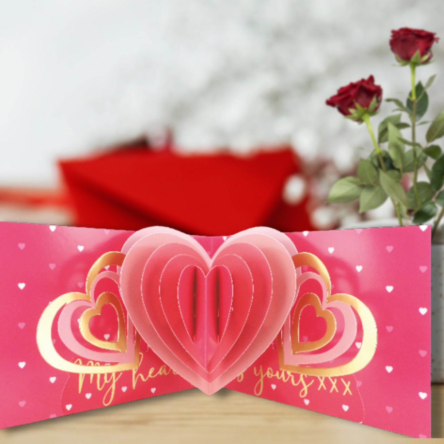 Pop Up Card & Chocolate Gift Box Love Heart Surprise Valentine's Day Card & Gift
