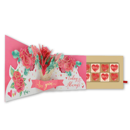 Pop Up Card & Chocolate Gift Box One I Love Roses Valentine's Day Card & Gift