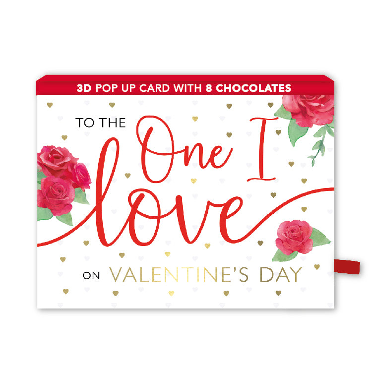 Pop Up Card & Chocolate Gift Box One I Love Roses Valentine's Day Card & Gift