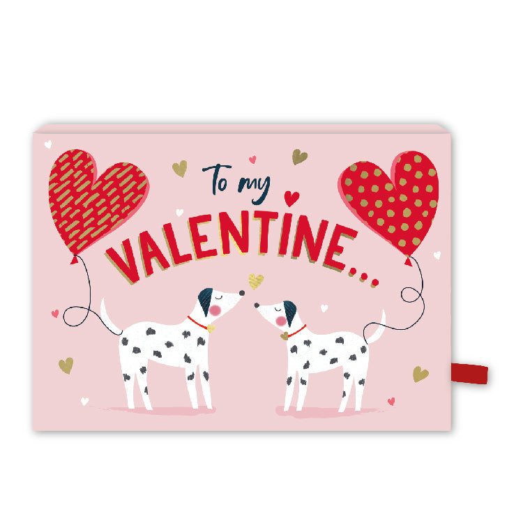 Pop Up Card & Chocolate Gift Box Dalmatian Puppy Love Valentine's Card & Gift