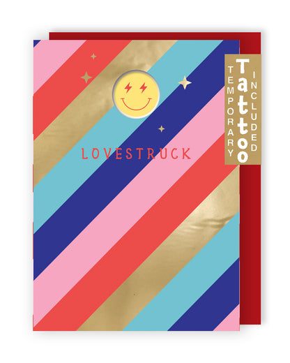 Za-Zoo Tattoo Lovestruck Happy Smiley Fun Tattoo Valentine's Day Greeting Card