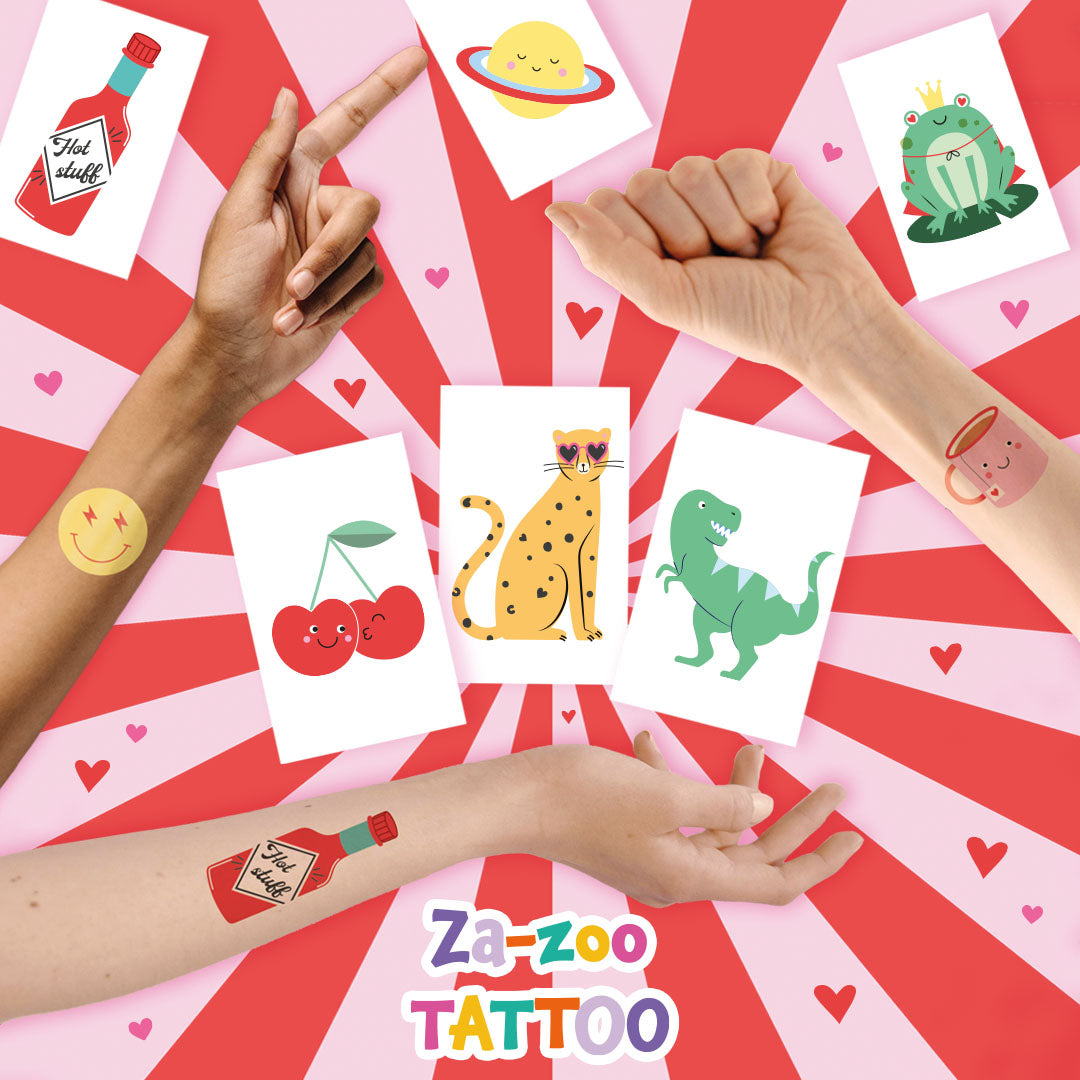 Za-Zoo Tattoo Lovestruck Happy Smiley Fun Tattoo Valentine's Day Greeting Card