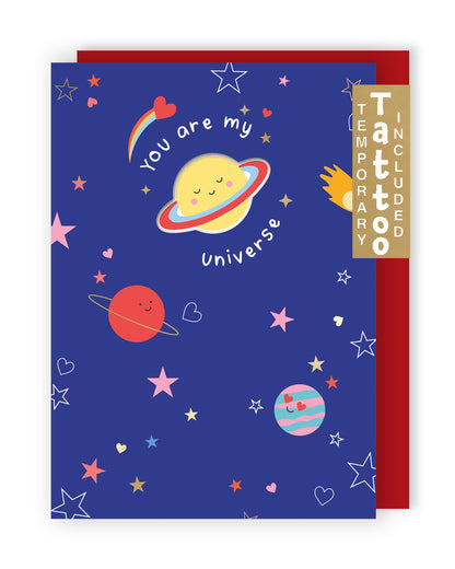 Za-Zoo Tattoo You Are My Universe Fun Tattoo Valentine's Day Greeting Card