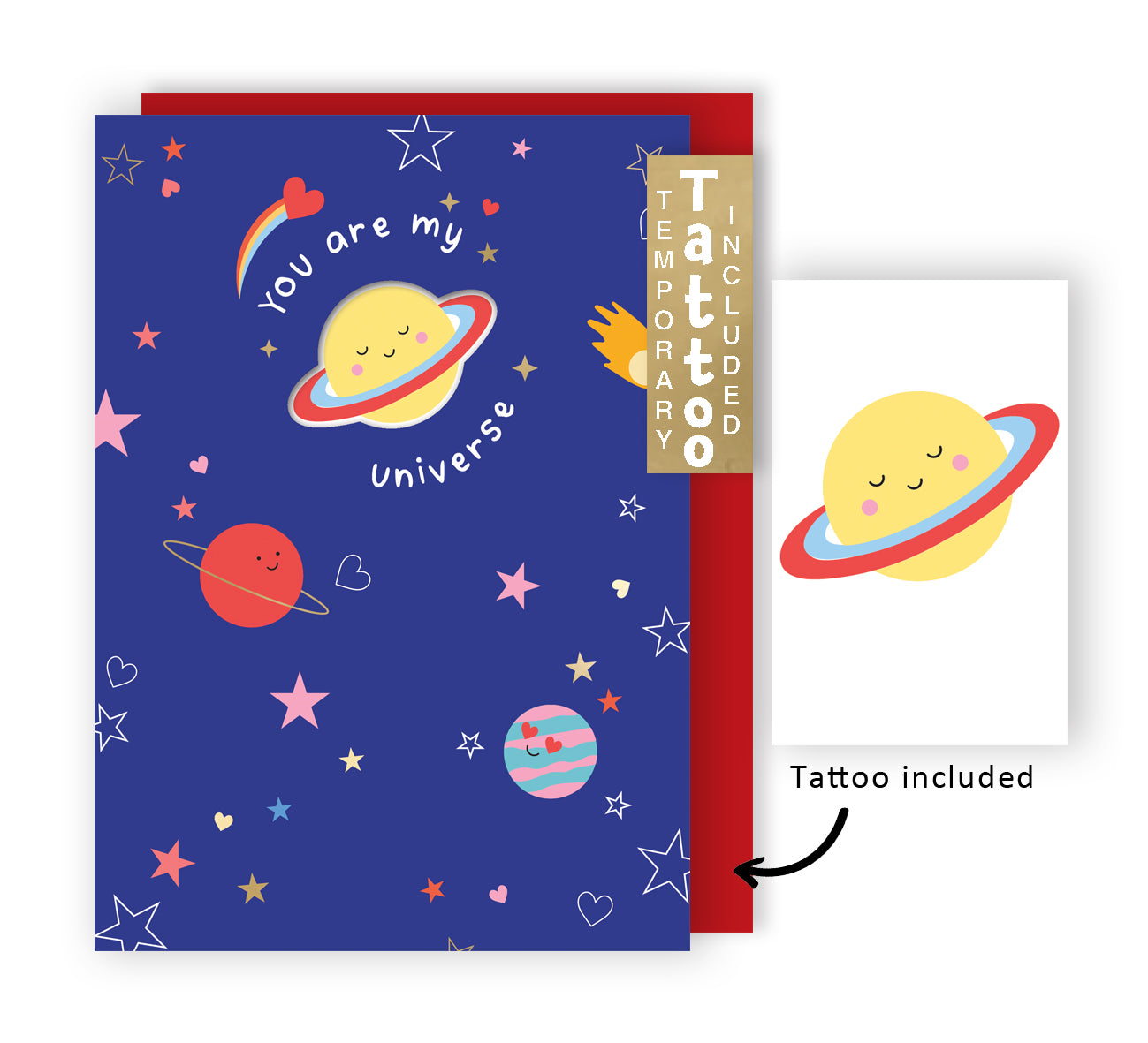 Za-Zoo Tattoo You Are My Universe Fun Tattoo Valentine's Day Greeting Card