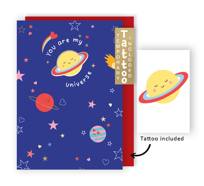 Za-Zoo Tattoo You Are My Universe Fun Tattoo Valentine's Day Greeting Card