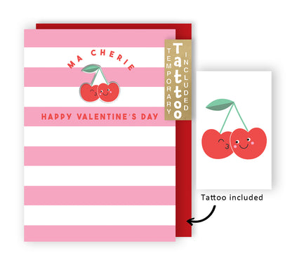 Za-Zoo Tattoo Ma Cherie Sweet Cherry Fun Tattoo Valentine's Day Greeting Card