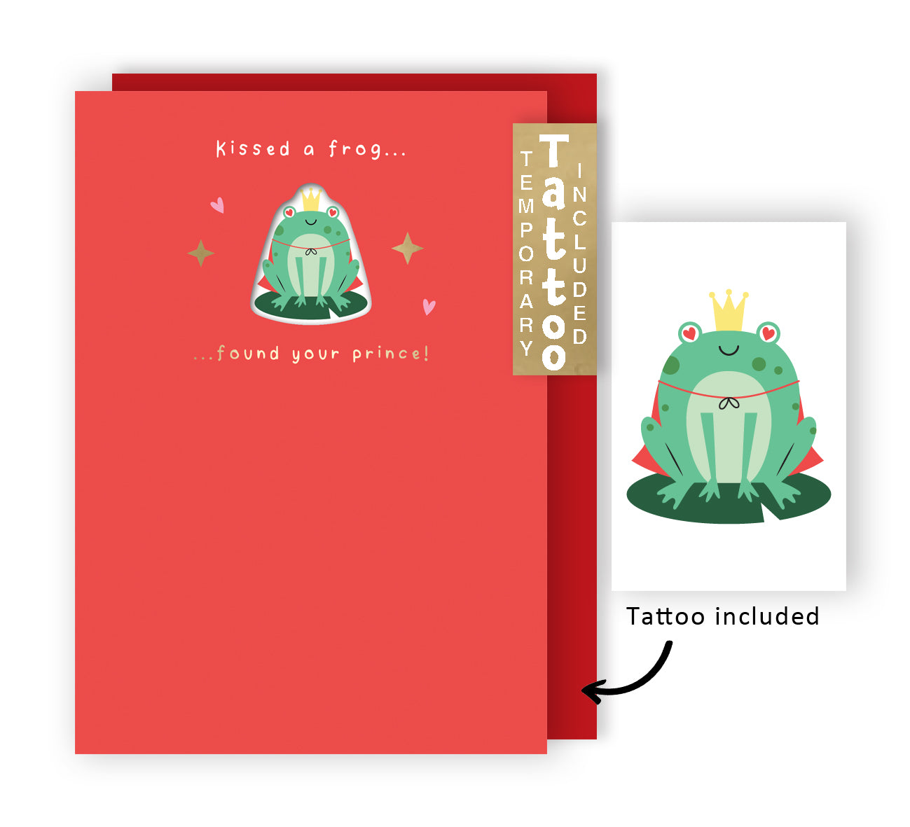 Za-Zoo Tattoo Kissed A Frog Found Your Prince Fun Tattoo Valentine's Day Card