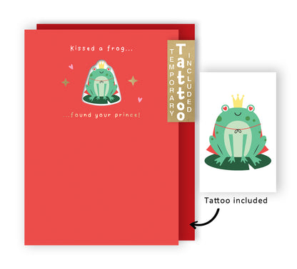 Za-Zoo Tattoo Kissed A Frog Found Your Prince Fun Tattoo Valentine's Day Card