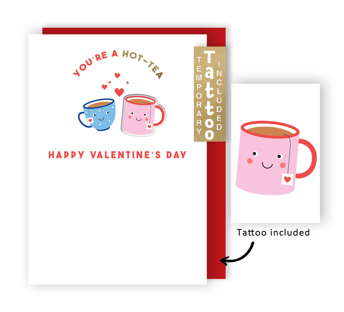 Za-Zoo Tattoo You're A Hot-Tea Fun My Cuppa Tattoo Valentine's Day Greeting Card