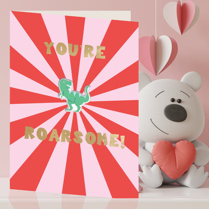 Za-Zoo Tattoo You're Roarsome Dino Fun Tattoo Valentine's Day Greeting Card