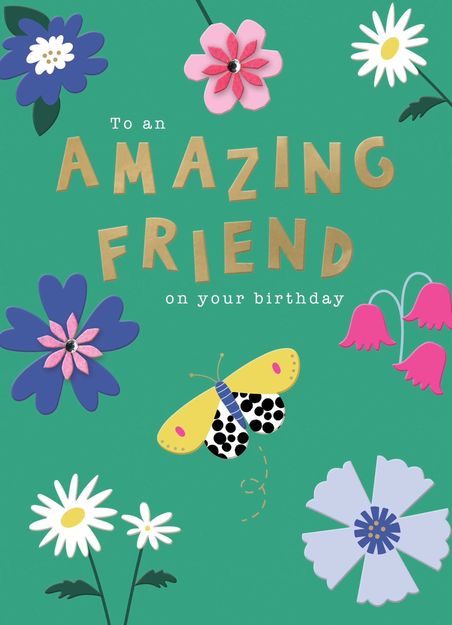 Embellished Blooming Friendship Birthday Greeting Card To An Amazing Friend