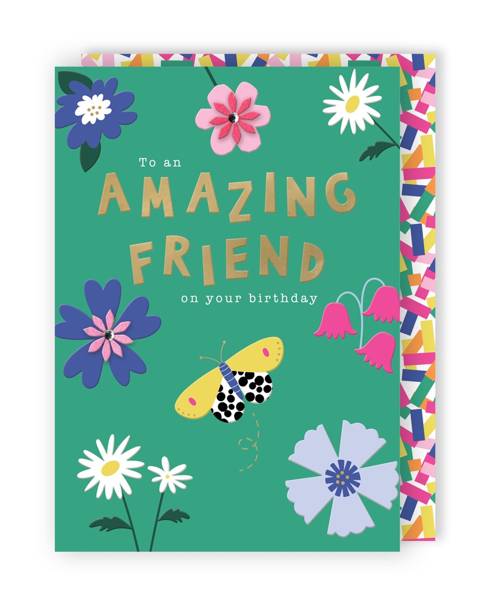 Embellished Blooming Friendship Birthday Greeting Card To An Amazing Friend