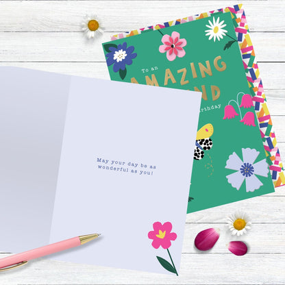 Embellished Blooming Friendship Birthday Greeting Card To An Amazing Friend