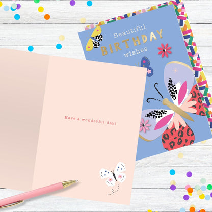 Embellished Beautiful Birthday Wishes Birthday Greeting Card With Butterflies