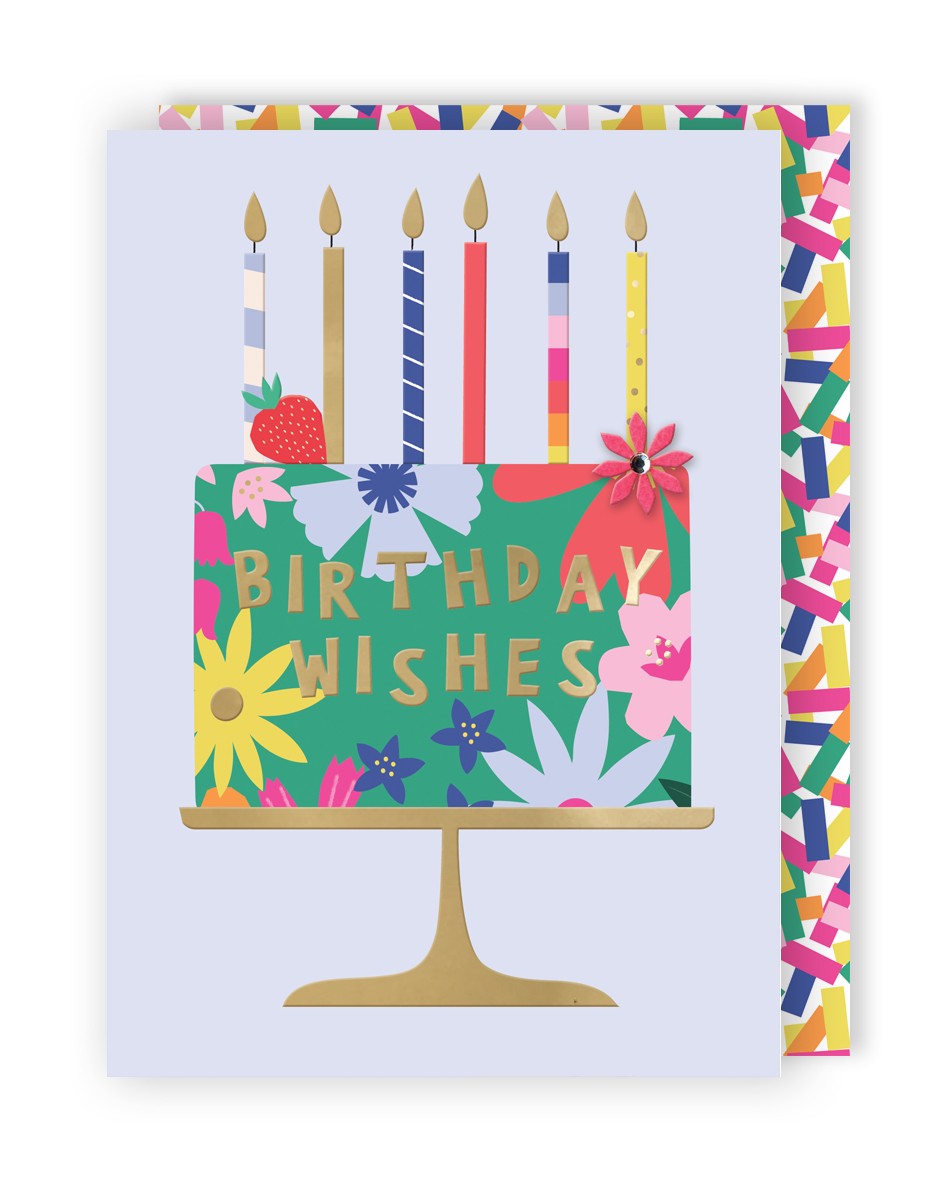 Embellished Celebration Cake Birthday Greeting Card Birthday Wishes & Candles