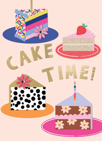Embellished Cake Time! Birthday Greeting Card Colourful Party Cake Celebration