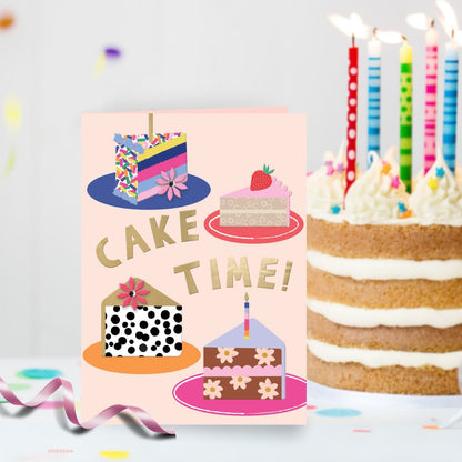 Embellished Cake Time! Birthday Greeting Card Colourful Party Cake Celebration