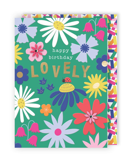 Embellished Happy Birthday Lovely Birthday Greeting Card With Wildflower Blooms