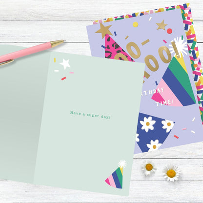 Embellished Woo-Hoo! Party Hats Birthday Greeting Card Celebration Extravaganza