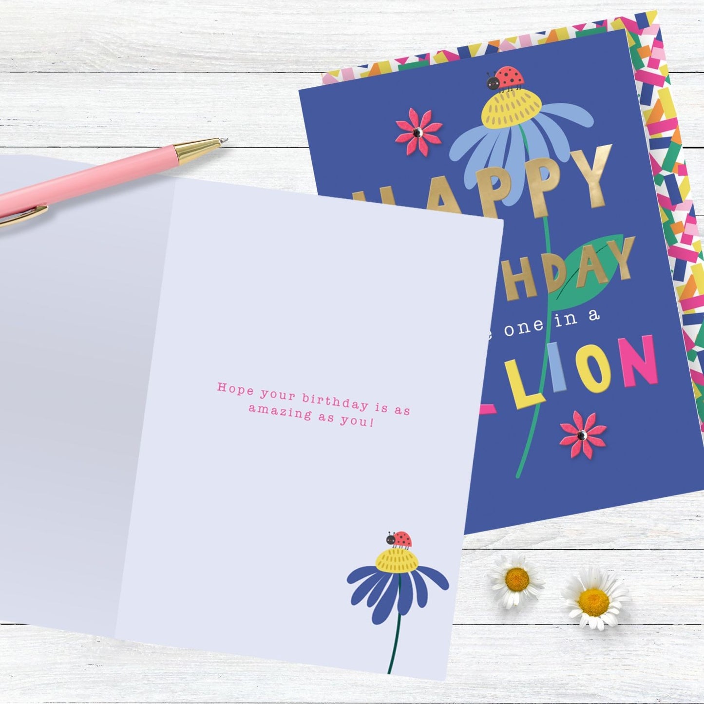 Embellished You're One In A Million Birthday Greeting Card With Pink Flowers