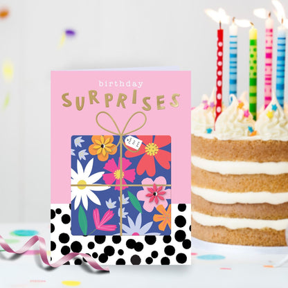 Embellished Birthday Surprises Birthday Greeting Card A Floral Gift Just For You