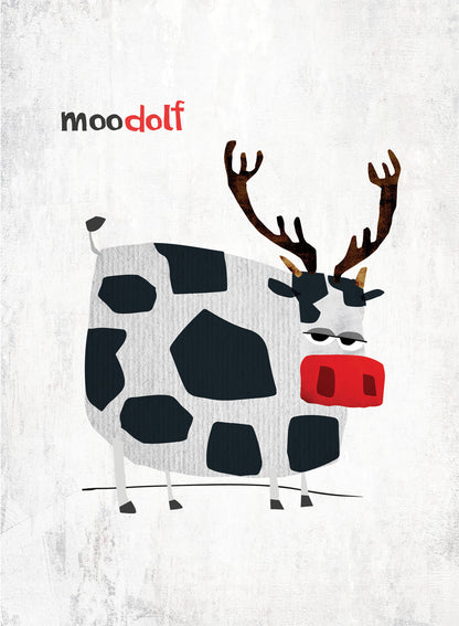 Quitting Hollywood Christmas Card Half Reindeer Half Cow Moodolf Funny Card